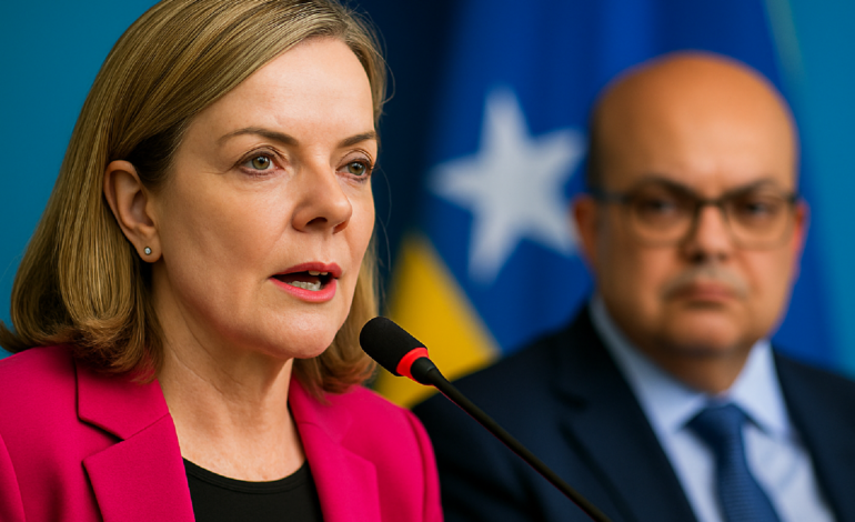 Gleisi desafia Ibaneis: solução do rombo do BRB