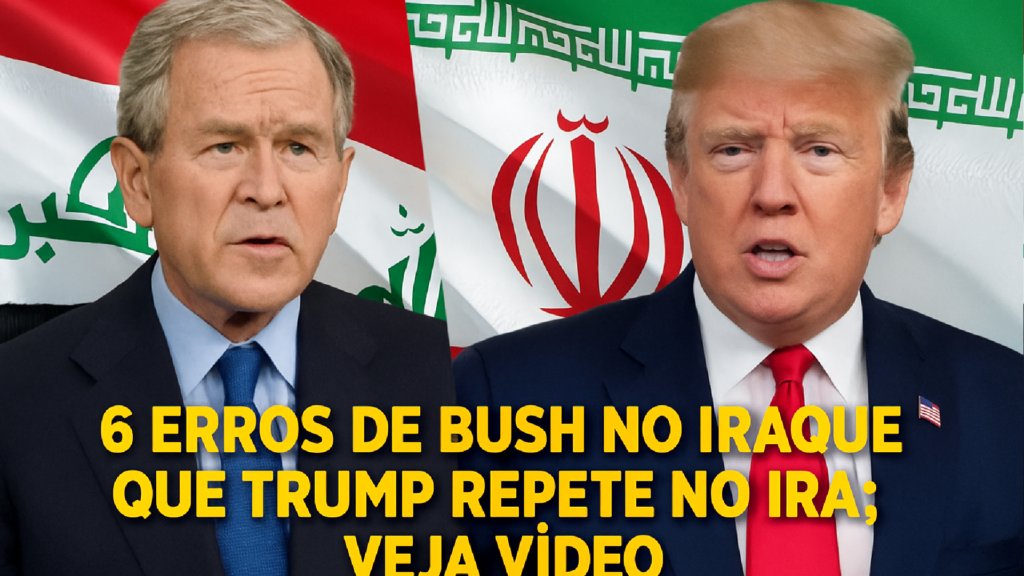 Imagem ilustrativa sobre 6 erros de Bush no Iraque que Trump repete no Irã; veja vídeo