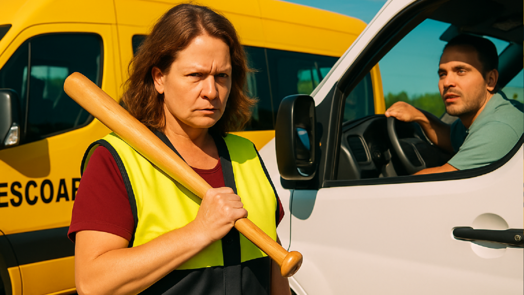 Imagem ilustrativa sobre Com taco de beisebol, monitora de transporte escolar aterroriza motoristas de vans no DF - Metrópole