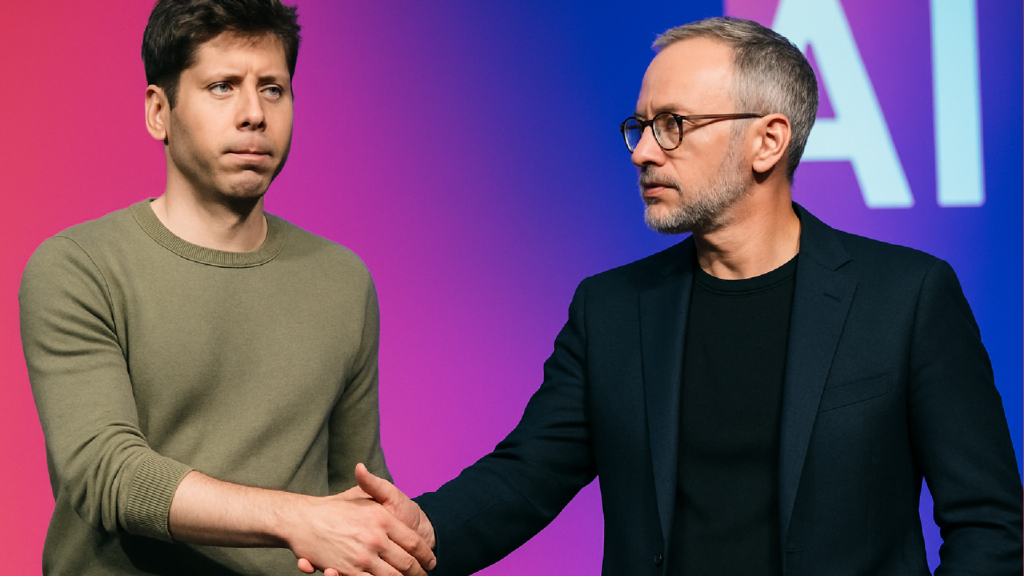 Imagem ilustrativa sobre Criador do ChatGPT se recusa a posar de mãos dadas para foto com rival em evento de IA