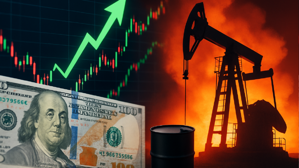 Imagem ilustrativa sobre Dólar se valoriza com a busca por ativos seguros e petróleo sobe com guerra no Irã