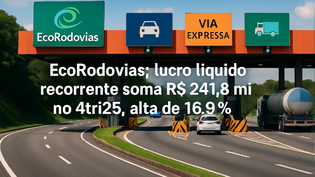 Imagem ilustrativa sobre EcoRodovias: lucro líquido recorrente soma R$ 241,8 mi no 4tri25, alta de 16,9%