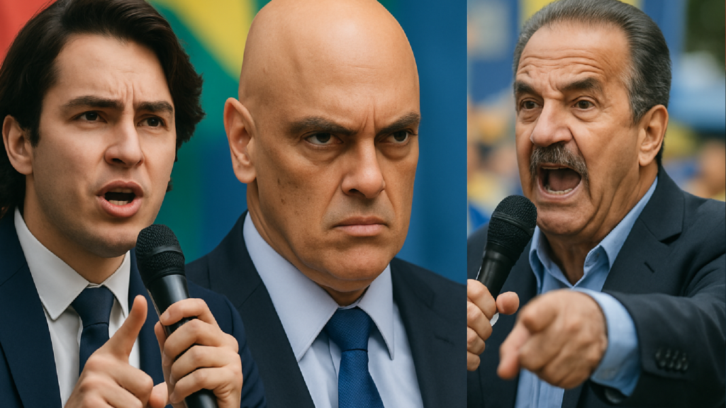 Imagem ilustrativa sobre Nikolas diz que futuro de Moraes é na cadeia, e Malafaia chama ministro de ditador em ato