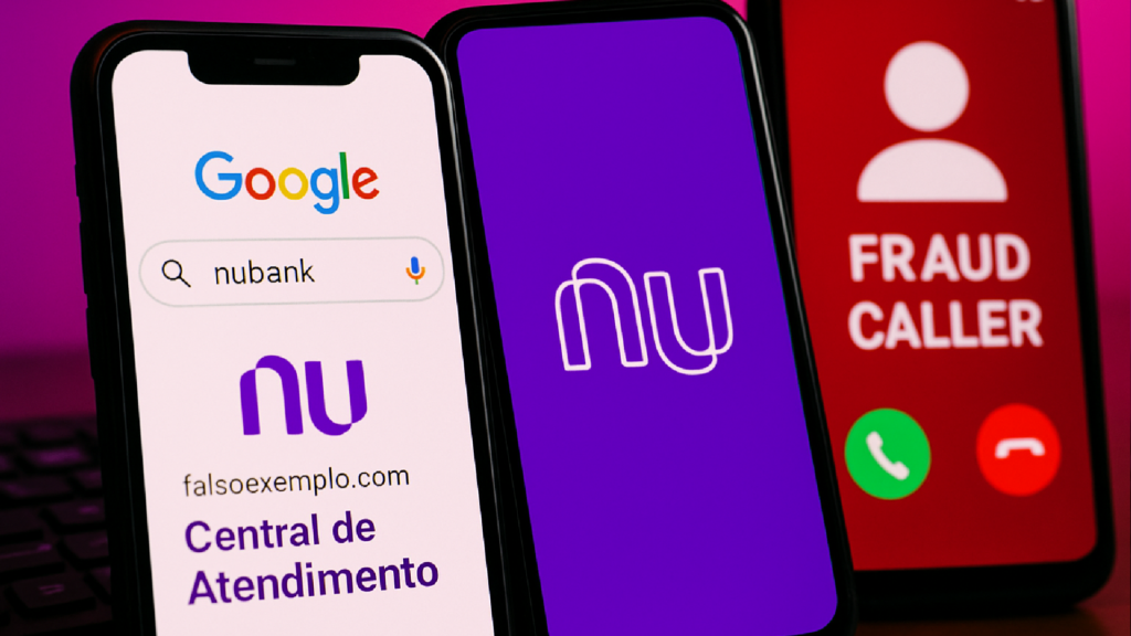 Imagem ilustrativa sobre Golpistas usam busca do Google para se passar pelo Nubank e faturar com central falsa