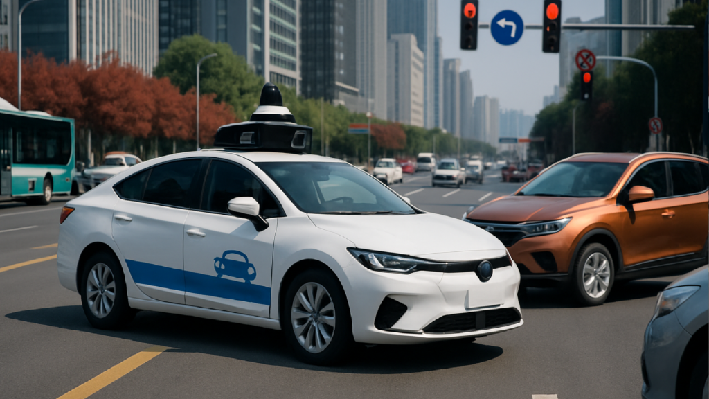 Imagem ilustrativa sobre Robotáxis sofrem pane, param no meio da rua e obrigam motoristas a desviar em cidade na China
