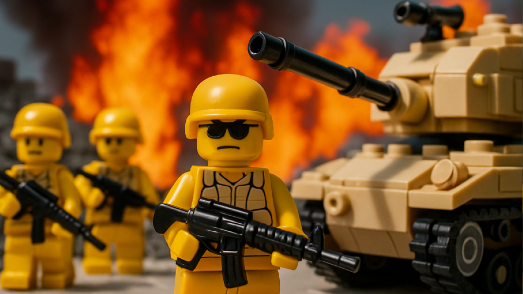 Imagem ilustrativa sobre As vídeos virais de IA da guerra do Irã no estilo Lego – divertimento ou propaganda?
